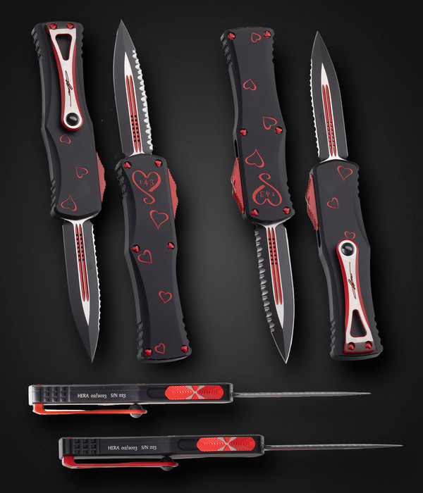 Microtech Hera D/E Signature Series Auto Knife Dagger Twin Flames