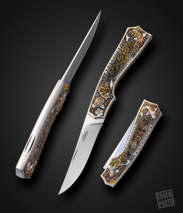 Award Winning C. J.  Cai Engraved Custom Lockback Folder