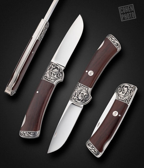 Skaggs Engraved Drop Point Folding Hunter