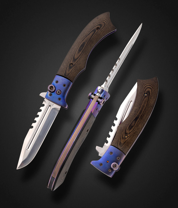 Paul Fox Micarta and Anodized Titanium Toggle Lock Sawtooth Fighter