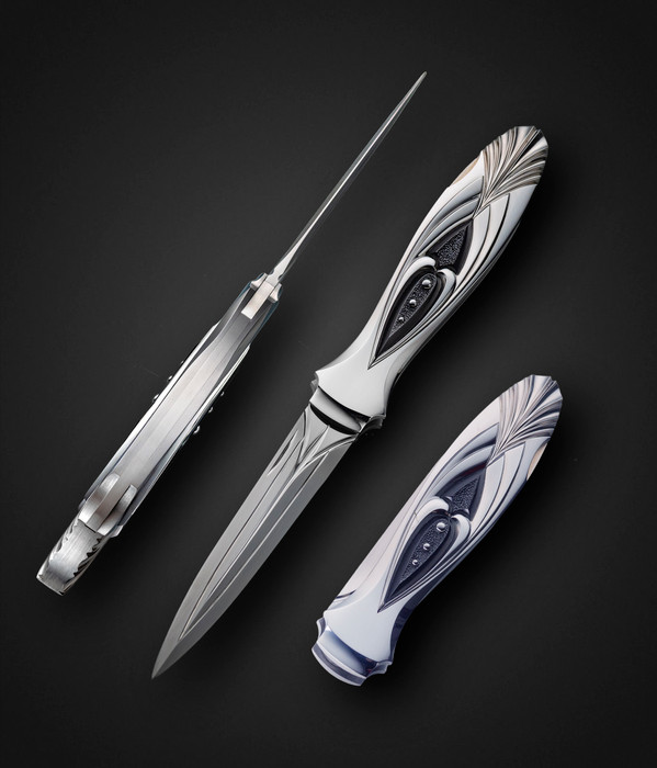 Custom Folding Dagger  with Zirconium