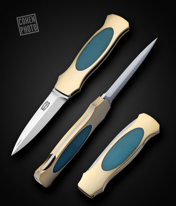 Busfield  Custom  Solid 18kt Yellow Gold and Chrysocolla Stone  Dagger