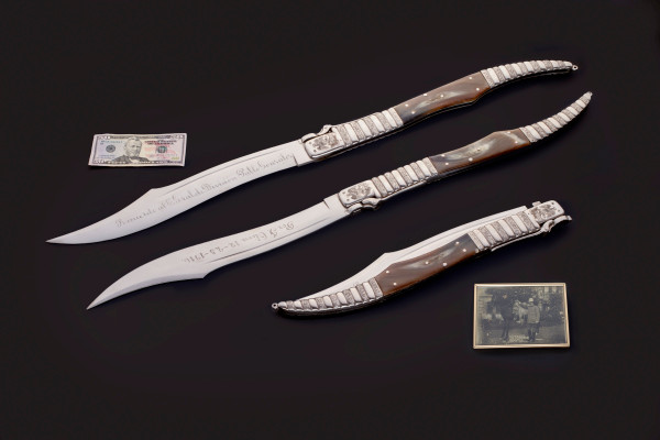 MAGNIFICIENT “PABLO GONZALEZ GARZA” PRESENTATION SPANISH NAVAJA FOLDING BOWIE KNIFE, c. 1916