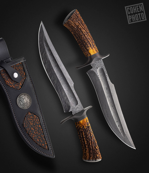Jason Knight Damascus Recurve Bowie