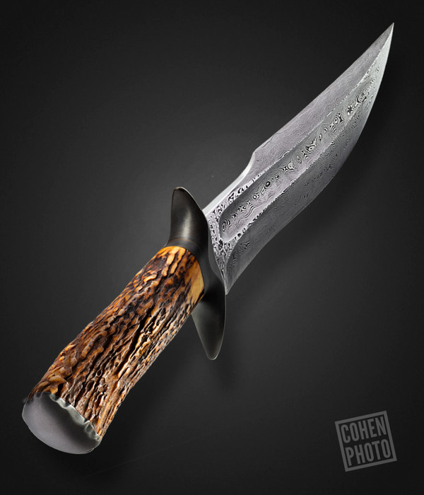 Jason Knight Damascus Recurve Bowie