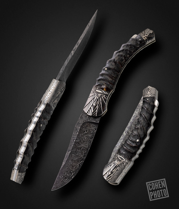 Ken Steigerwalt Impala Horn Damascus Folder