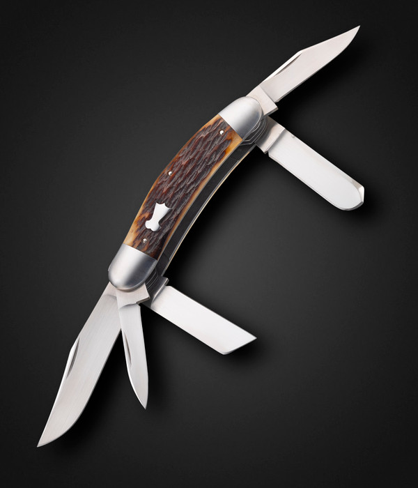 Bill Ruple – Five-Blade Sowbelly in Antique Remington Stag