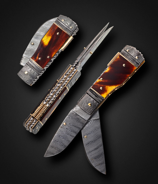 Barry Davis “Pocket Gem” Amber Shell Multi-Blade Folder