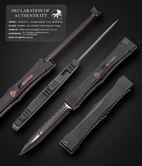 Microtech Nemesis IV Double Edge – Full Serrated