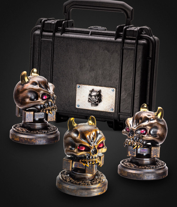 Steel Flame Gargantuan Hannya Skull Desktop Spinner by Derrick Obatake