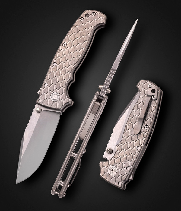 Andrew Demko AD20 XXX 3V Clip Point Dragon Scale Titanium