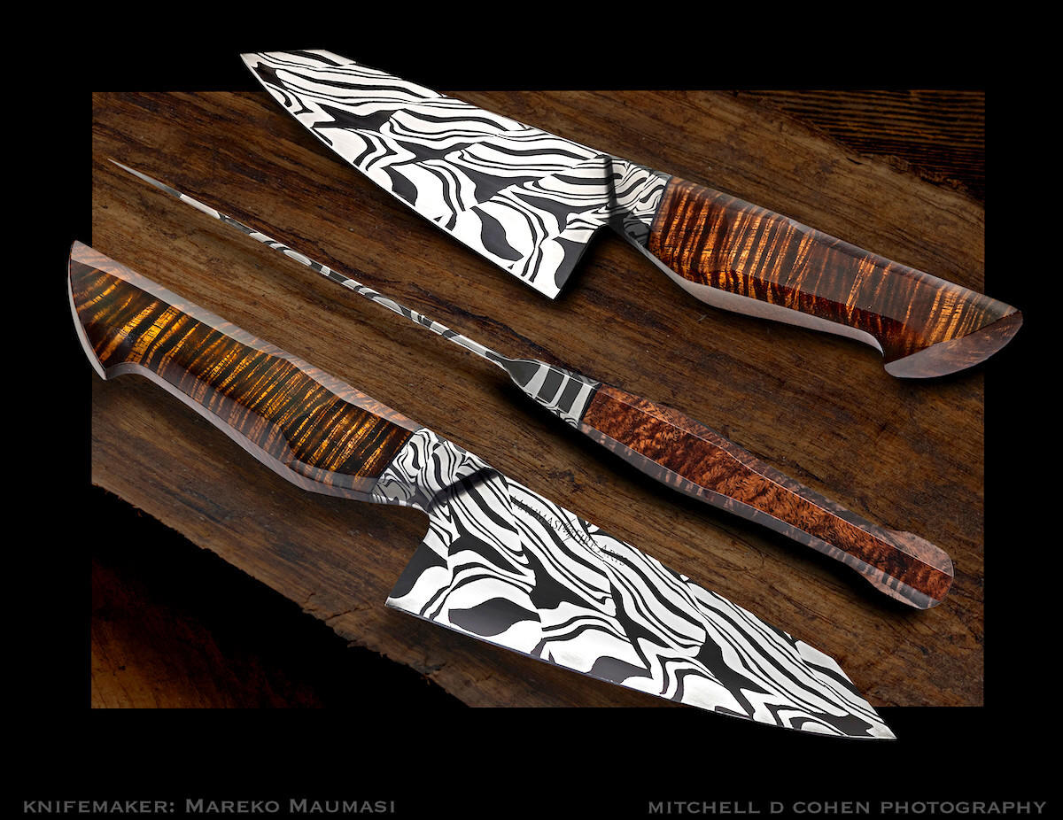 Maumasi, Mareko, Stainless Shark Tooth Mosaic Damascus Chef's
