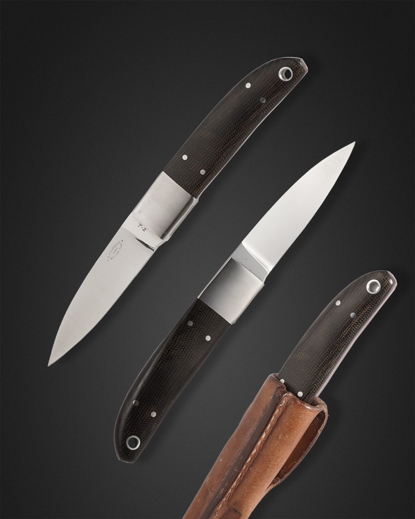 Loveless, R.W., Bob, Stiff Horn, T-2 Model with Green Micarta