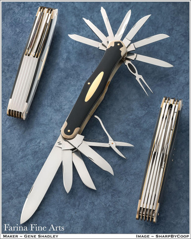 Shadley, Eugene, Gentleman's Hunting Knife, Multi-blade with Ebony