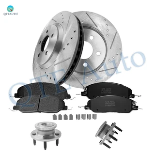 Set of 8 Front 316mm Drilled Slotted Brake Disc Rotors-Ceramic Brake Pad Kit-Wheel Hub Bearing Assembly For 2011 2012 Ford Mustang