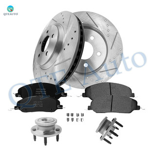Set of 8 Front 316mm Drilled Slotted Brake Disc Rotors-Ceramic Brake Pad Kit-Wheel Hub Bearing Assembly For 2006-2008 Ford Mustang