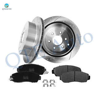 Set of 6 Front 296mm Drilled Slotted Brake Disc Rotors-Ceramic Brake Pad Kit For 2005-2010 Honda Odyssey