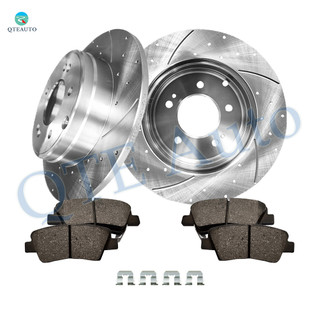 Set of 6 Rear 284mm Drilled Slotted Brake Disc Rotors-Rear 8428A-D1445 Ceramic Brake Pad Kit For 2011-2015 Hyundai Sonata