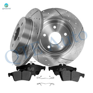 Set of 6 Rear 271mm Drilled Slotted Brake Disc Rotors-D1564 7957 Ceramic Brake Pad Kit For 2012-2018 Ford Focus