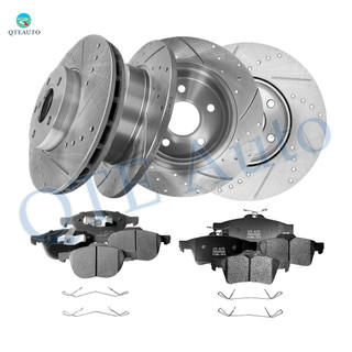 Set of 12 Front 278mm-Rear 271mm Drilled Slotted Brake Disc Rotors-Ceramic Brake Pad Kit For 2012-2018 Ford Focus Front D1230 7947