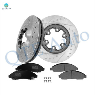 Set of 6 Front 280mm Drilled Slotted Brake Disc Rotors-Ceramic Brake Pad Kit For 2004-2008 Chevrolet Colorado
