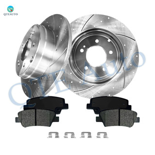Set of 6 Rear 284mm Drilled Slotted Brake Disc Rotors-Ceramic Brake Pad Kit For 2011-2015 KIA Optima