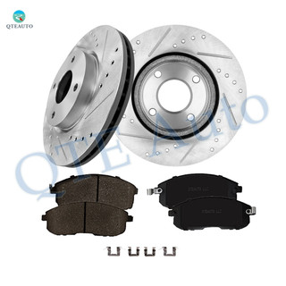 Set of 6 Front 280mm Drilled Slotted Brake Disc Rotors-Ceramic Brake Pad Kit For 2009-2014 Nissan Cube