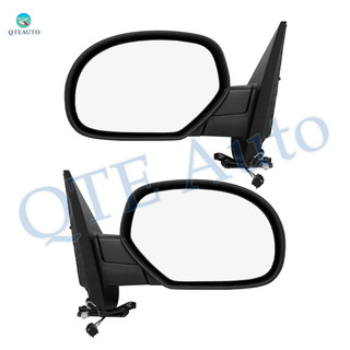 Driver & Passenger Side Mirrors, Left-Right Power Heated Chrome Manual Folding For 2007-2014 Chevrolet Suburban 1500, Door Mirror Pair of 2