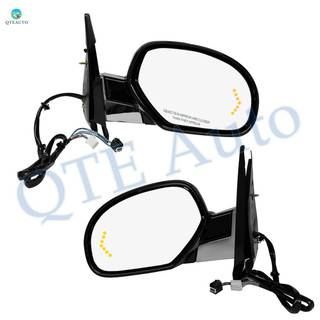 Driver & Passenger Side Mirrors, Left-Right Power Heated Chrome Power Folding with Turn Signal Light For 2007-2014 Cadillac Escalade, Door Mirror Pair of 2