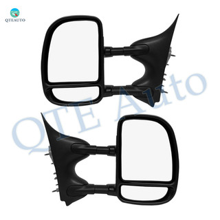 Driver & Passenger Side Mirrors, Left-Right Manual Adjust Non-Heated Textured Black Manual Folding For 1999-2007 Ford F-350 Super Duty, Door Mirror Pair of 2