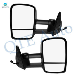 Driver & Passenger Side Mirrors, Left-Right Power Heated Textured Black Manual Folding For 2000-2006 GMC Yukon XL 2500, Door Mirror Pair of 2