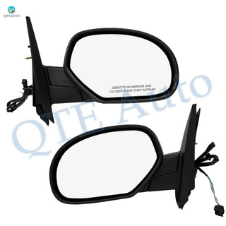 Driver & Passenger Side Mirrors, Left-Right Power Heated With 1 Paintable and 1 Textured Black Cap Manual Folding For 2007-2014 Chevrolet Suburban 1500, Door Mirror Pair of 2