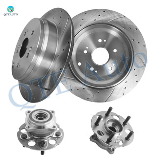 Set of 4 Rear 305mm Drilled Slotted Brake Disc Rotors-Wheel Hub Bearing Assembly For 2007-2011 Honda CR-V
