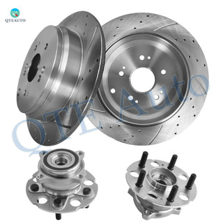 Set of 4 Rear 305mm Drilled Slotted Brake Disc Rotors-Wheel Hub Bearing Assembly For 2013-2015 Acura RDX