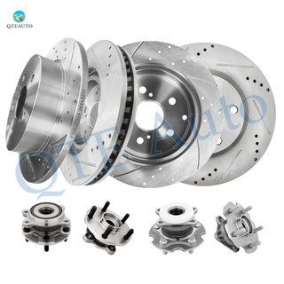 Set of 8 Front 296mm-Rear 281mm Drilled Slotted Brake Disc Rotors-Wheel Hub Bearing Assembly For 2006-2012 Toyota RAV4 Set of 8 Front 296mm-Rear 281mm Drilled Slotted Brake Disc Rotors-Wheel Hub Bearing Assembly For 2006-2012 Toyota RAV4