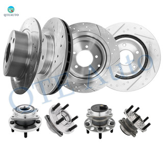 Set of 8 Front 294mm-Rear 302mm Drilled Slotted Brake Disc Rotors-Wheel Hub Bearing Assembly For 2008-2013 Dodge Avenger