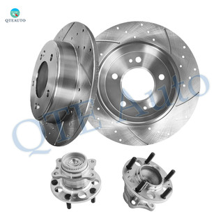 Set of 4 Rear 262mm Drilled Slotted Brake Disc Rotors-Wheel Hub Bearing Assembly For 2013-2017 Hyundai Elantra GT