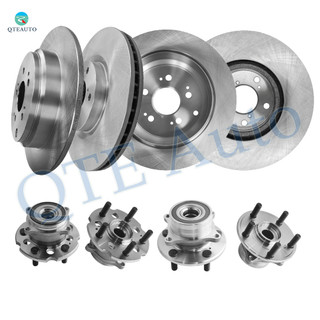Set of 8 Front 330mm-Rear 334mm Brake Disc Rotors-Wheel Hub Bearing Assembly For 2007-2013 Acura MDX