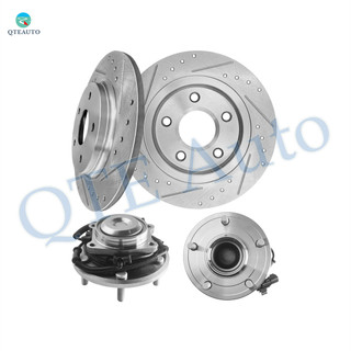 Set of 4 Rear 305mm Drilled Slotted Brake Disc Rotors-Wheel Hub Bearing Assembly For 2012-2015 RAM C/V