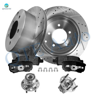 Set of 8 Rear 262mm Drilled Slotted Brake Disc Rotors-Ceramic Brake Pad Kit-Wheel Hub Bearing Assembly For 2007-2017 Jeep Patriot