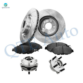 Set of 8 Front 320mm Drilled Slotted Brake Disc Rotors-Wheel Hub Bearing Assembly-Ceramic Brake Pad Kit For 2015-2018 Nissan Murano