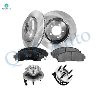 Set of 8 Front 305.3mm Drilled Slotted Brake Disc Rotors-Wheel Hub Bearing Assembly-Ceramic Brake Pad Kit For 2002-2005 Ford Explorer