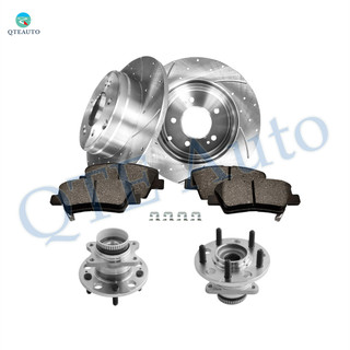 Set of 8 Rear 284mm Drilled Slotted Brake Disc Rotors-8428A-D1445 Ceramic Brake Pad Kit-Wheel Hub Bearing Assembly For 2011-2014 Hyundai Sonata Set of 8 Rear 284mm Drilled Slotted Brake Disc Rotors-8428A-D1445 Ceramic Brake Pad Kit-Wheel Hub Bearing Assembly For 2011-2014 Hyundai Sonata