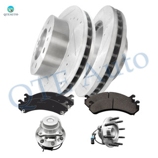Set of 8 Front Wheel Hub Bearing Assembly-325mm Drilled Slotted Brake Disc Rotors-Ceramic Brake Pad Kit For 2006-2017 Chevrolet Express 3500 Set of 8 Front Wheel Hub Bearing Assembly-325mm Drilled Slotted Brake Disc Rotors-Ceramic Brake Pad Kit For 2006-2017 Chevrolet Express 3500