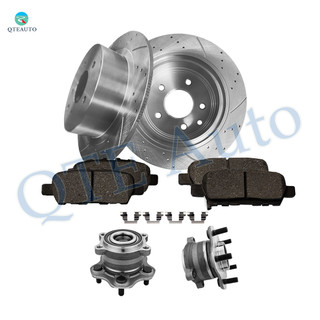 Set of 8 Rear 291.45mm Drilled Slotted Brake Disc Rotors-Wheel Hub Bearing Assembly-Ceramic Brake Pad Kit For 2015-2018 Nissan Altima