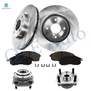Set of 8 Front 280mm Brake Disc Rotors-Ceramic Brake Pad Kit-Wheel Hub Bearing Assembly For 2007-2012 Nissan Sentra Non-ABS