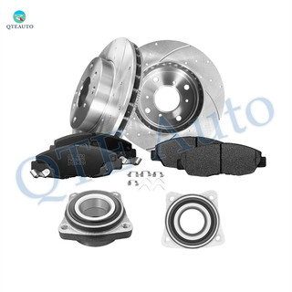 Set of 8 Front 260mm Drilled Slotted Brake Disc Rotors-Wheel Hub Bearing Assembly-Ceramic Brake Pad Kit For 1998 1999 Acura CL D1578 8791