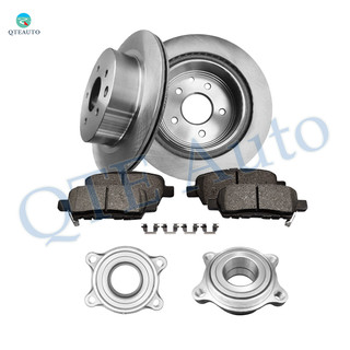 Set of 8 Rear 292mm Drilled Slotted Brake Disc Rotors-Wheel Hub Bearing Assembly-Ceramic Brake Pad Kit For 2003-2005 Nissan 350Z