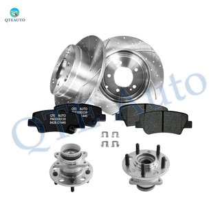 Set of 8 Rear 284mm Drilled Slotted Brake Disc Rotors-8428-D1445 Ceramic Brake Pad Kit-Wheel Hub Bearing Assembly For 2011-2017 Hyundai Azera Set of 8 Rear 284mm Drilled Slotted Brake Disc Rotors-8428-D1445 Ceramic Brake Pad Kit-Wheel Hub Bearing Assembly For 2011-2017 Hyundai Azera