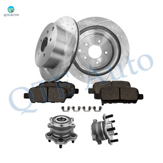 Set of 8 Rear 308mm Drilled Slotted Brake Disc Rotors-Wheel Hub Bearing Assembly-Ceramic Brake Pad Kit For 2015-2019 Infiniti QX60